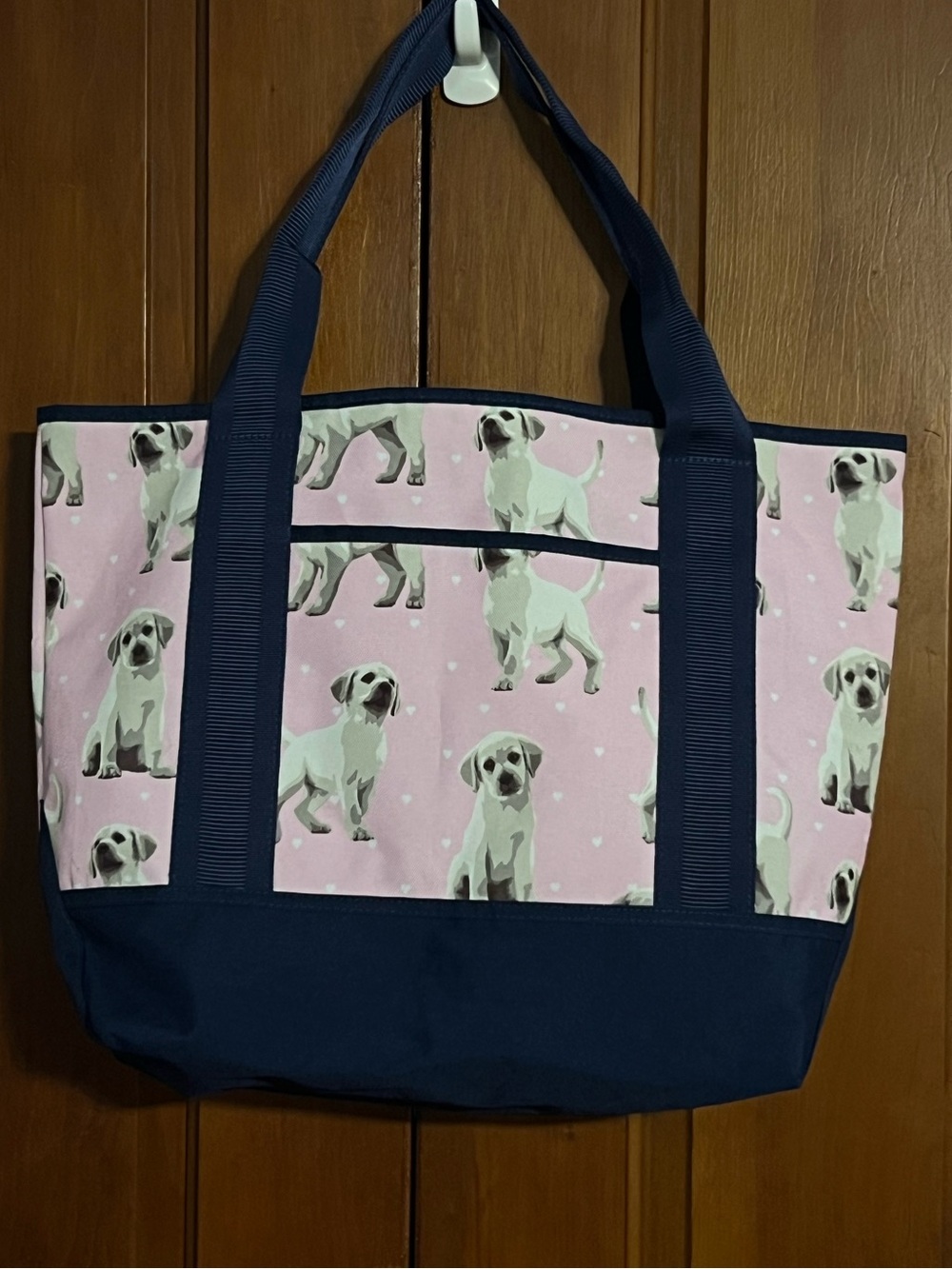 Pottery Barn Kids Mackenzie Pink & Navy Puppy Dog Tote Bag Water Resistant
